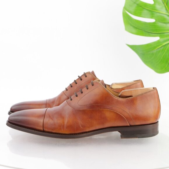 Magnanni Mens Saffron Oxfords Size 8.5 M Tan Brown Leather Cap Toe Dress Shoes main image 4
